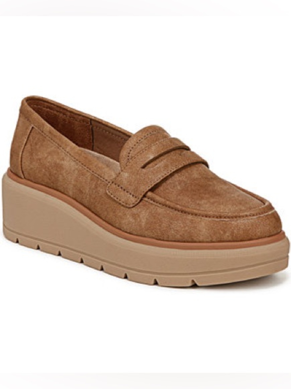 Dr. Scholl's Tan Suede Platform Loafers